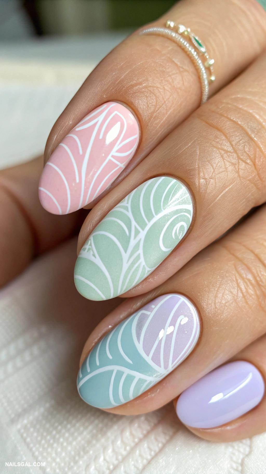 short nails Abstract art with soft tones