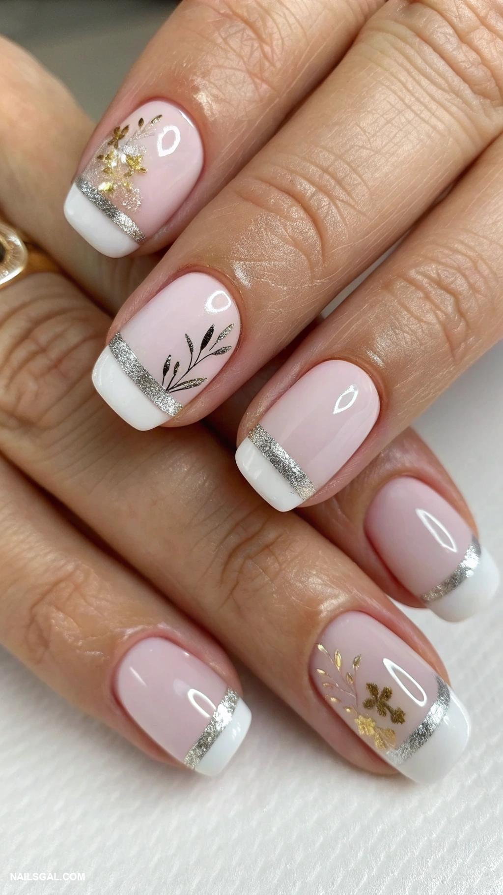short nails Classic French tip with a twist