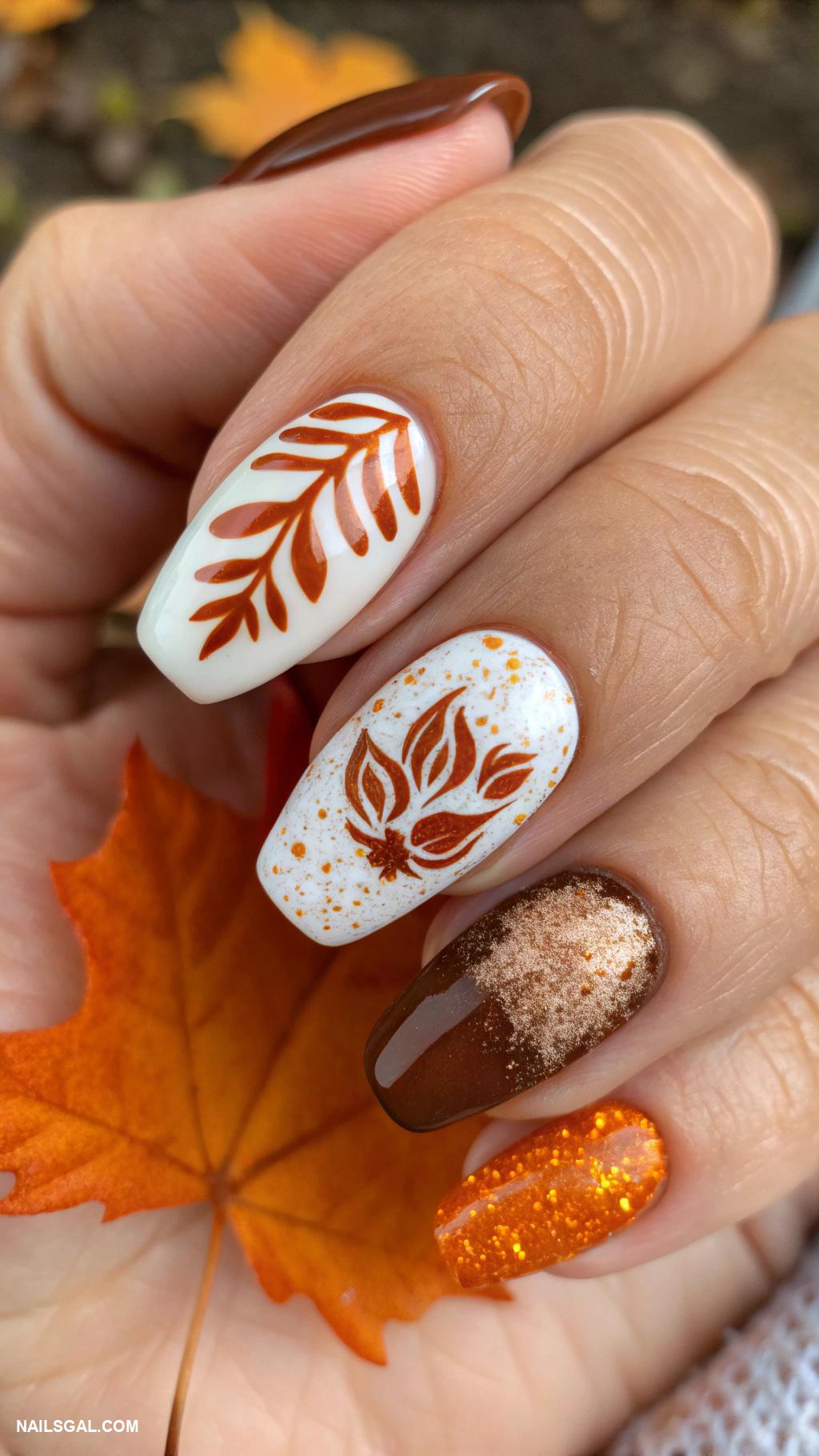thanksgiving nails ideas Pumpkin spice latte nail art