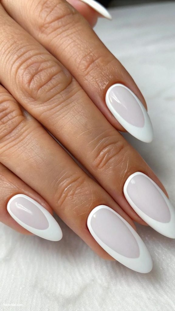 white ghost nails Matte white with glossy tips