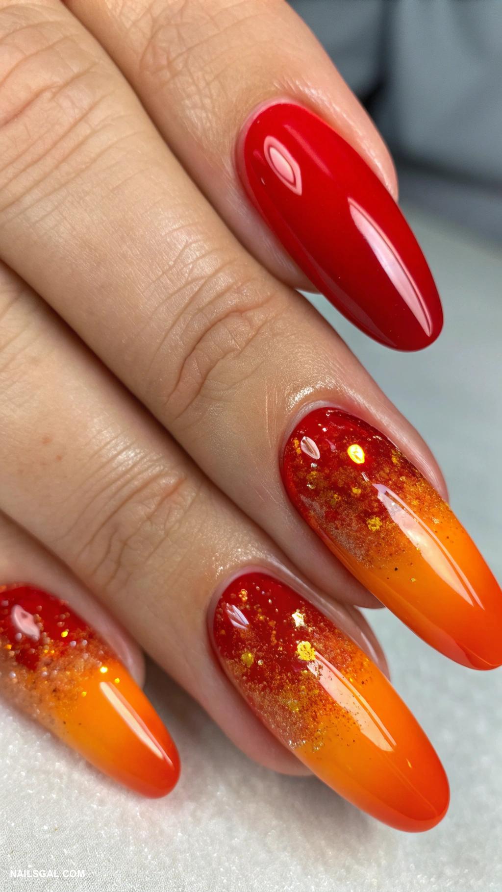 chili pepper nail art Spicy gradient with red and orange shades