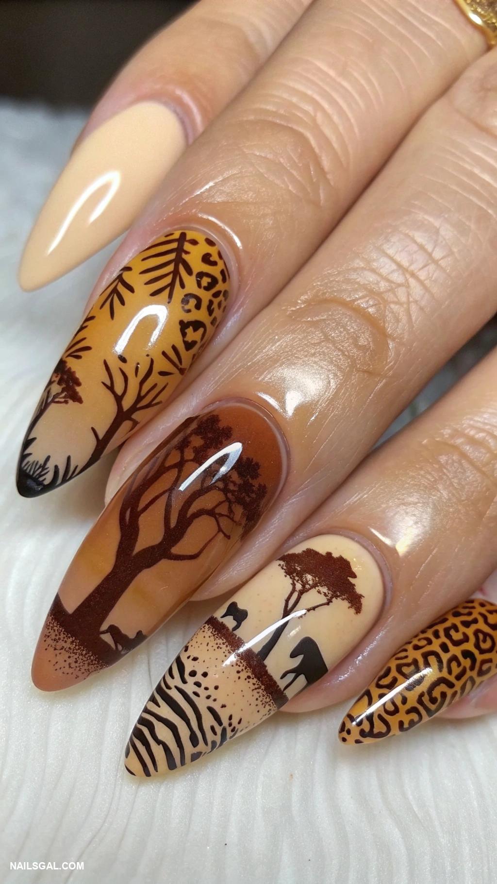 country nails Animal print inspired by African savannah