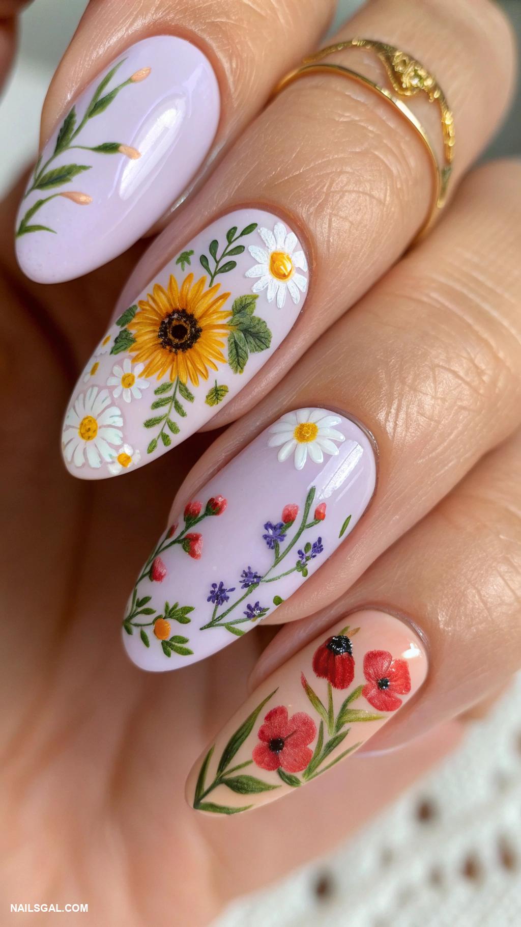 country nails Floral pattern inspired by Italian countryside