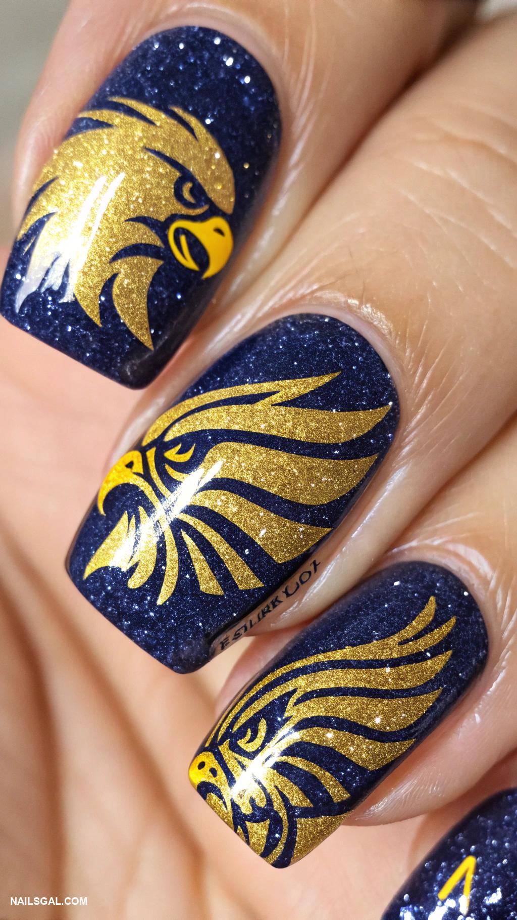 eagle nails Abstract eagle patterns with glitter