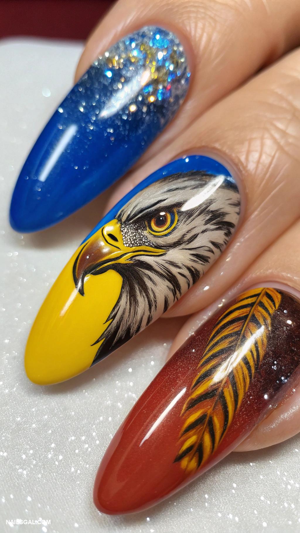 eagle nails Eagle eye design with vibrant colors