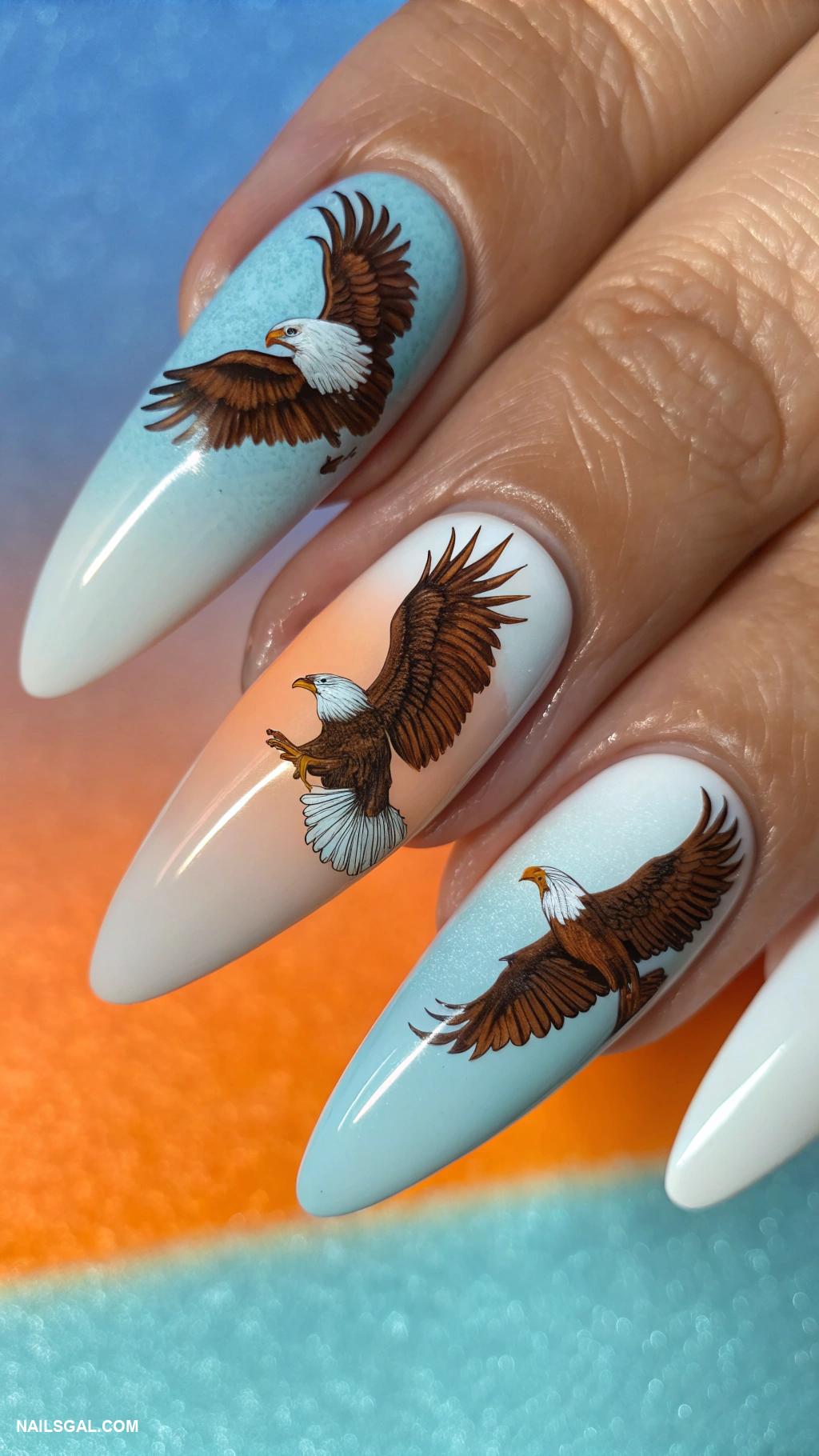eagle nails Eagles soaring across ombre background