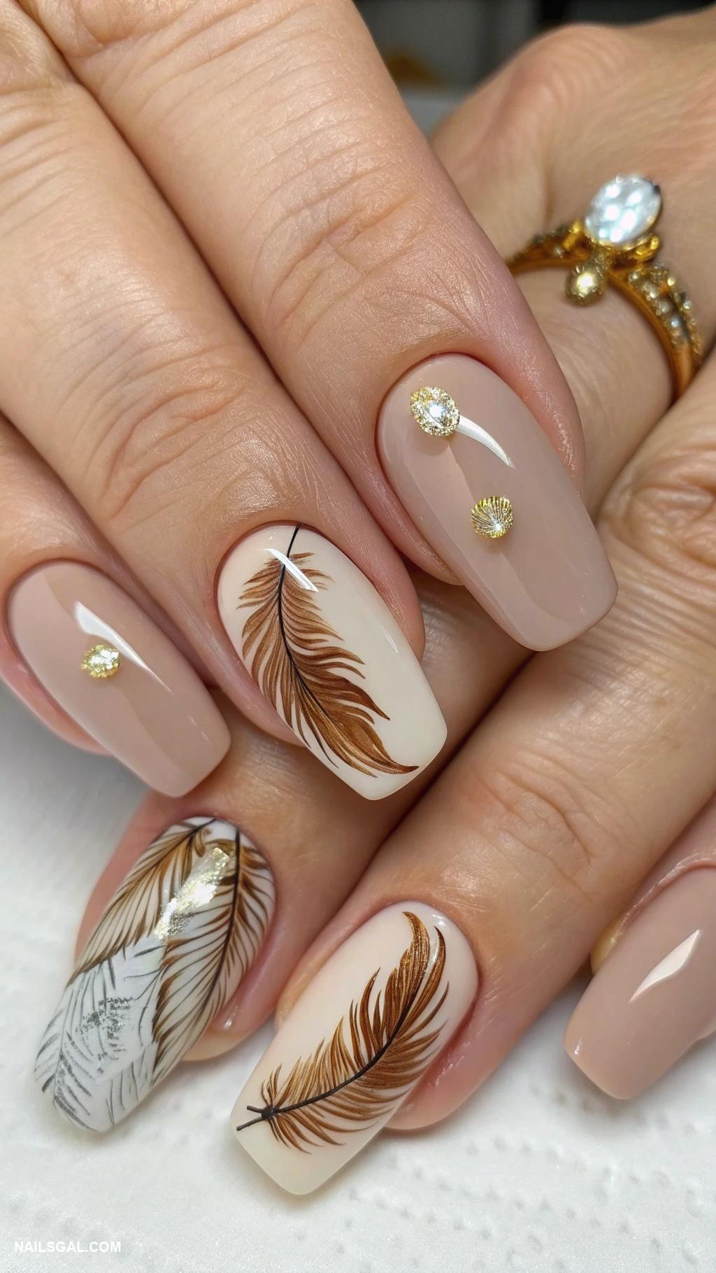 eagle nails Feathered eagle wings on nude base