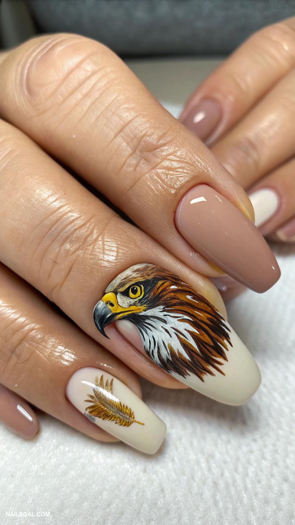 eagle nails Realistic eagle portrait on accent nail