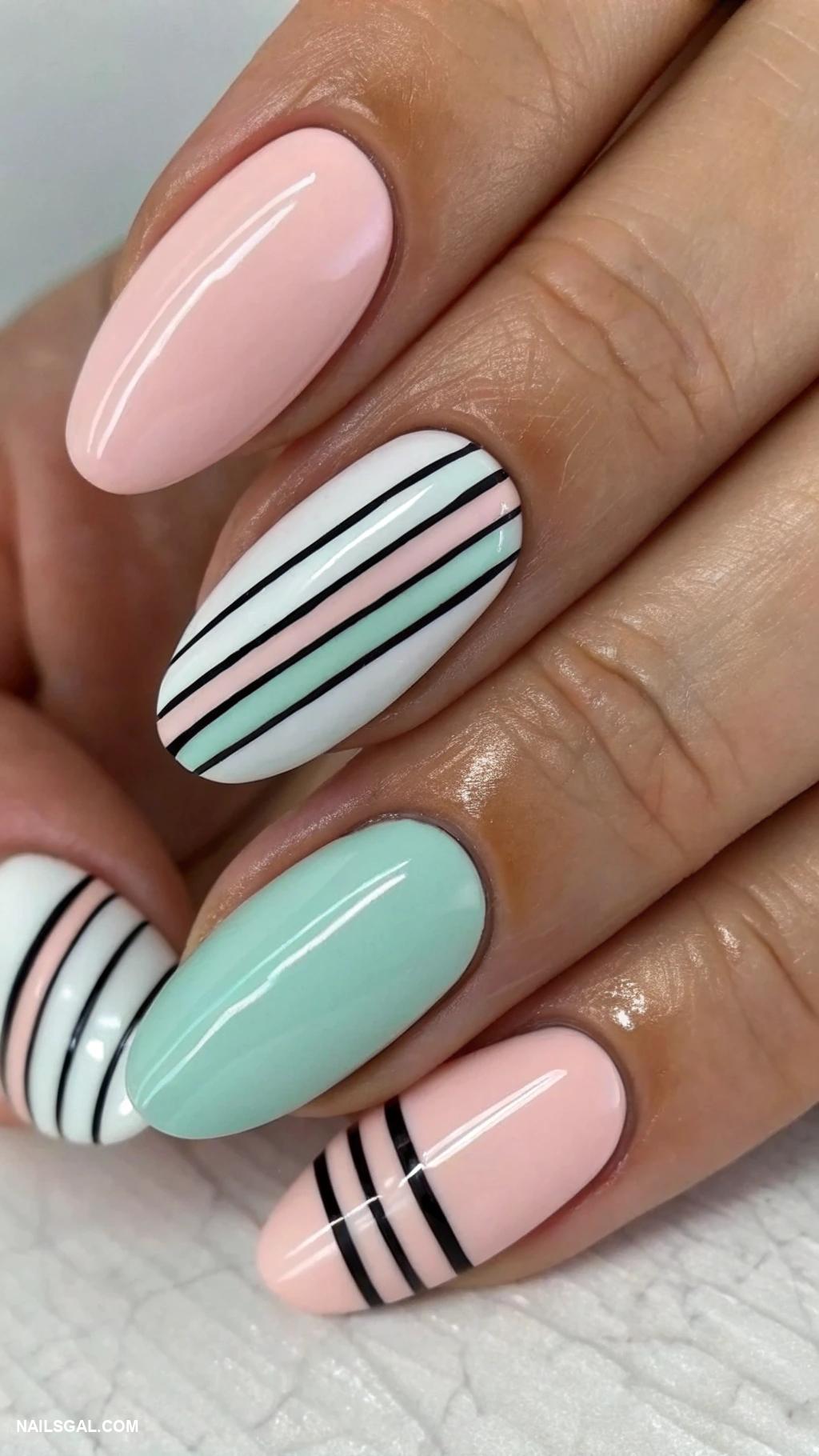 elegant nails Chic stripes with contrasting colors