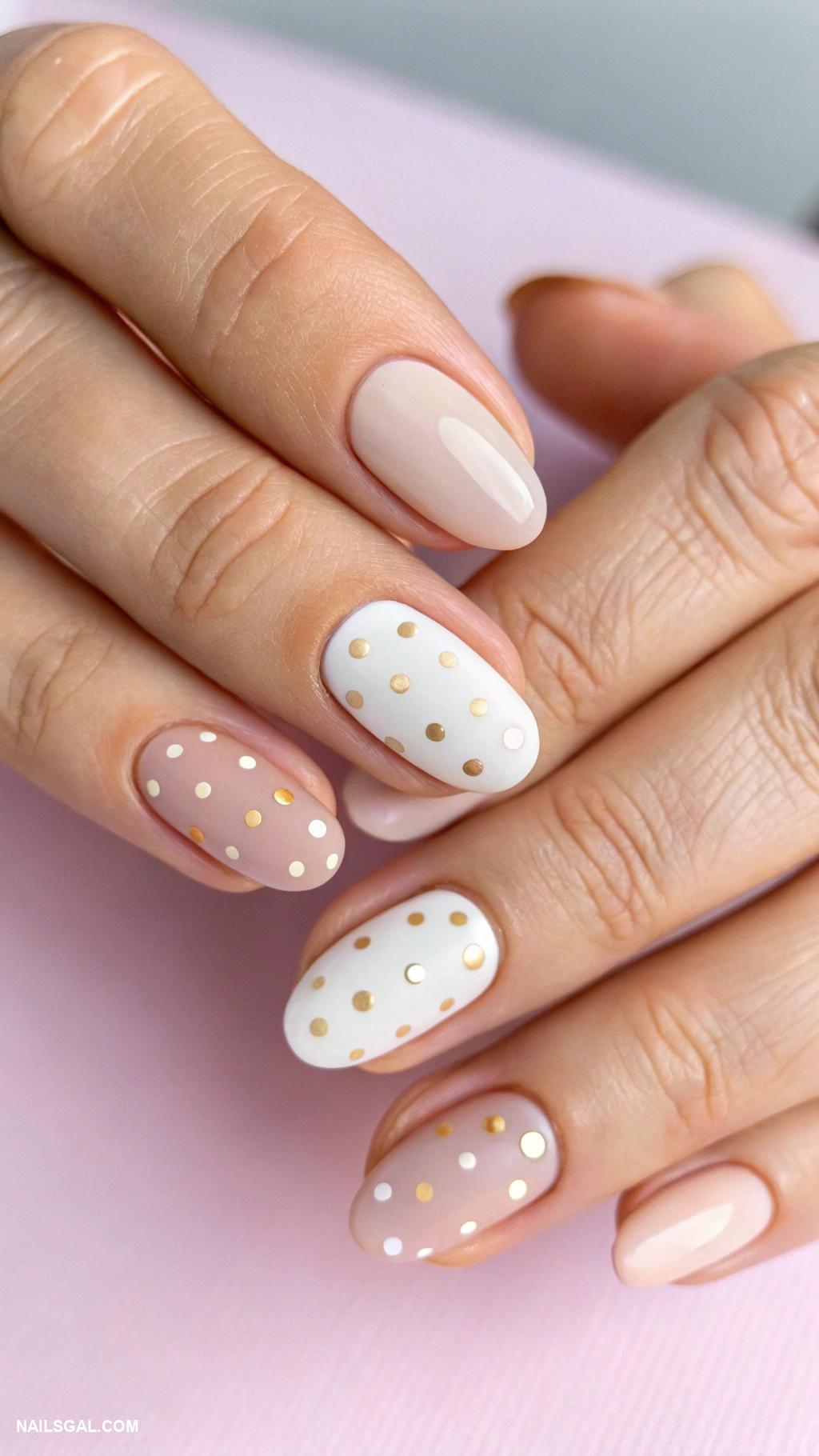 elegant nails Minimalist dots on solid background