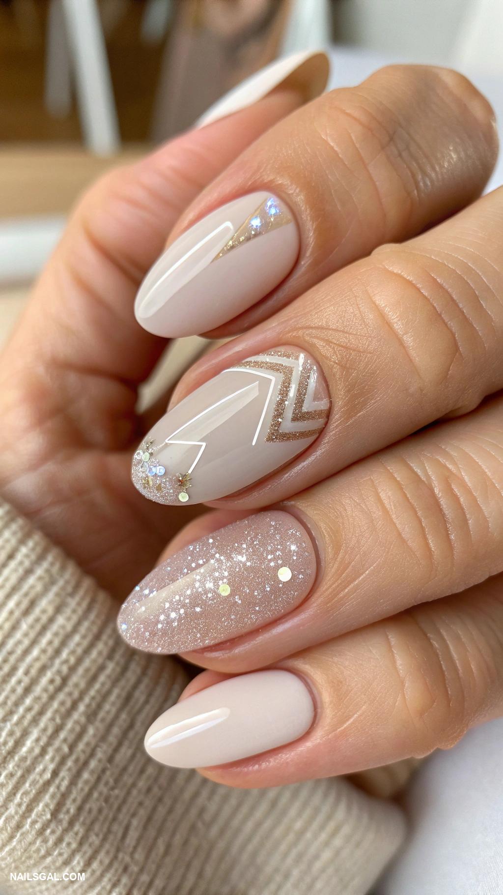 elegant nails Negative space with subtle glitter