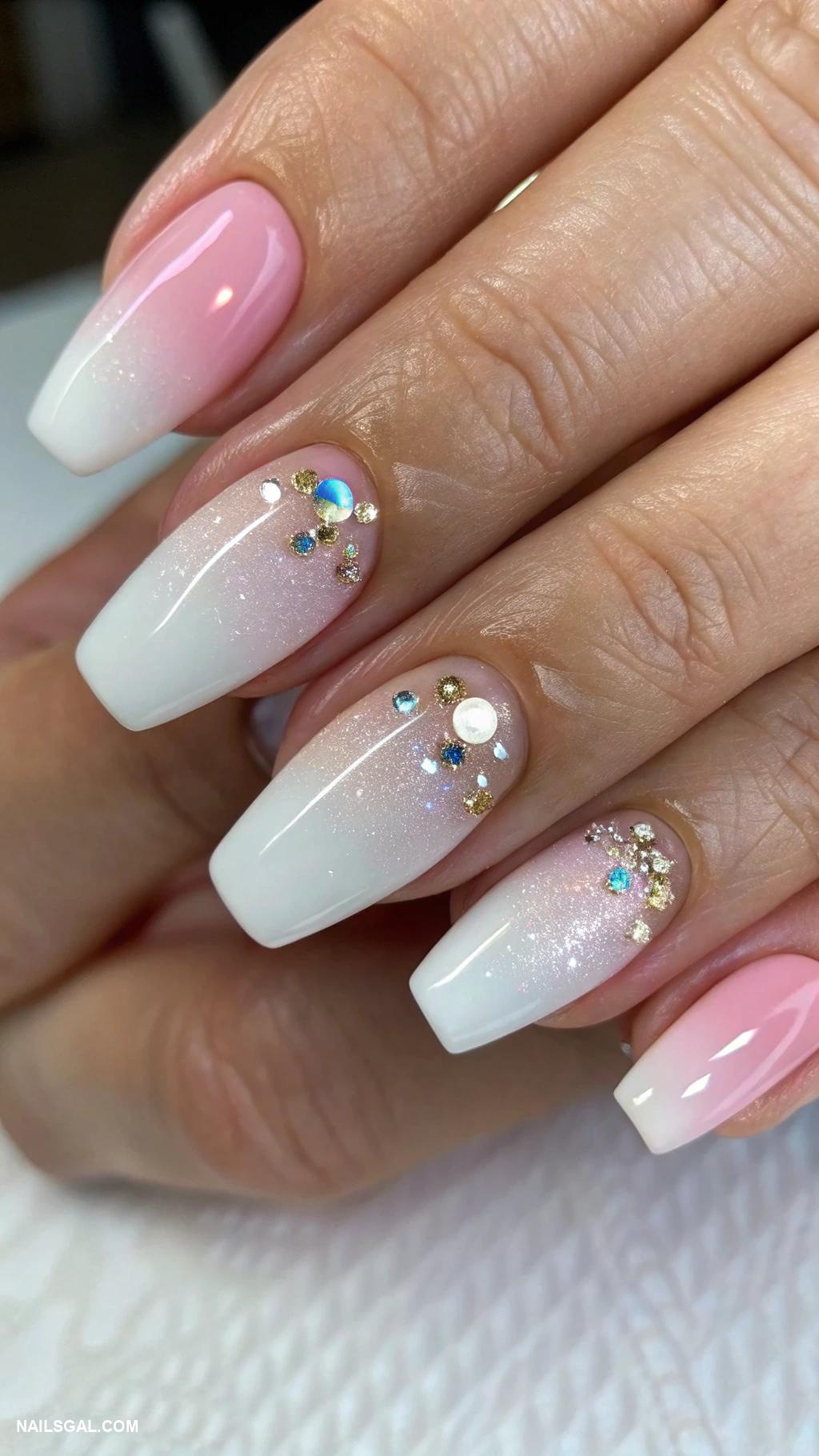 elegant nails Soft gradient with holographic elements