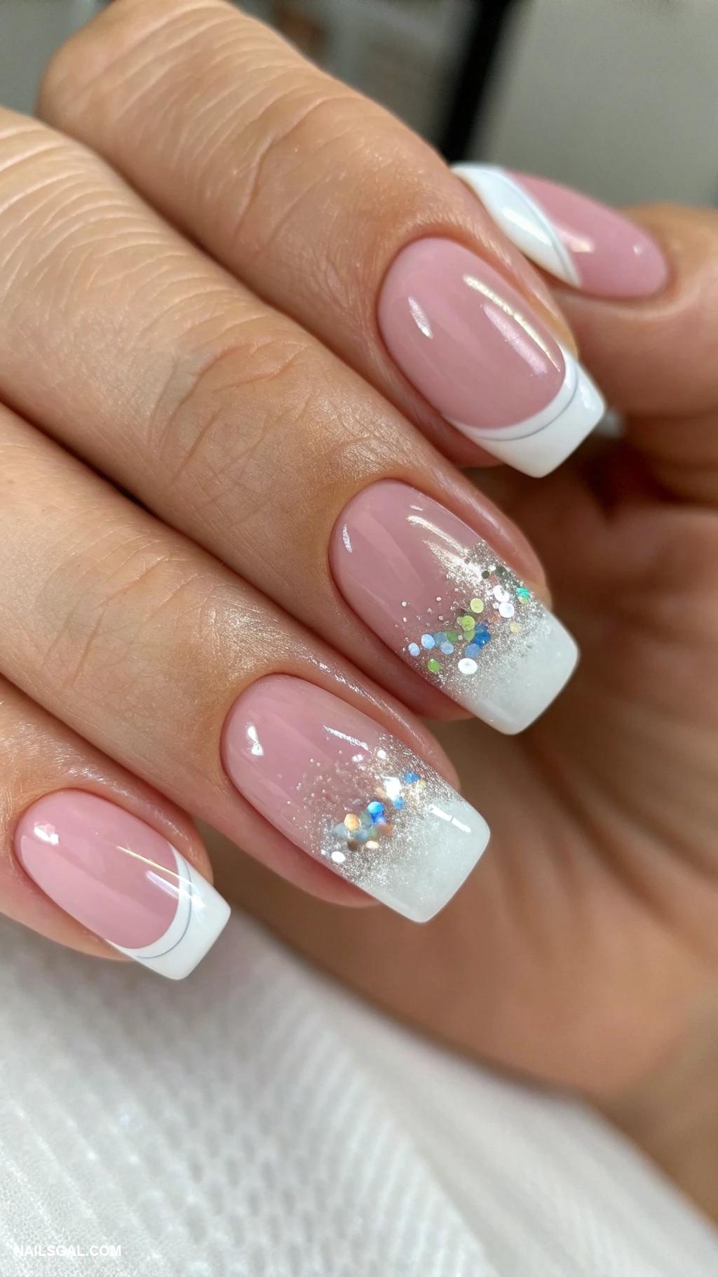 french manicure ideas Adding glitter on top for sparkle