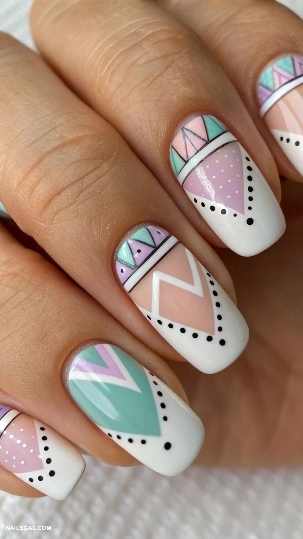 french manicure ideas Geometric shapes alongside classic French tips