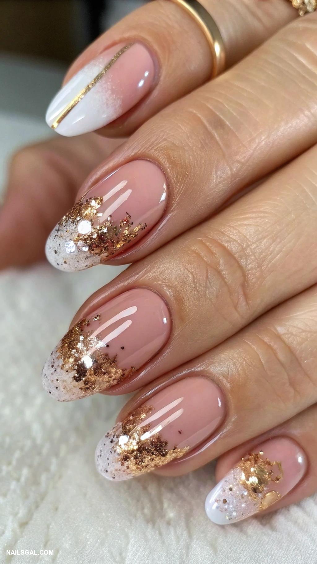french manicure ideas Metallic foils on tips for shine