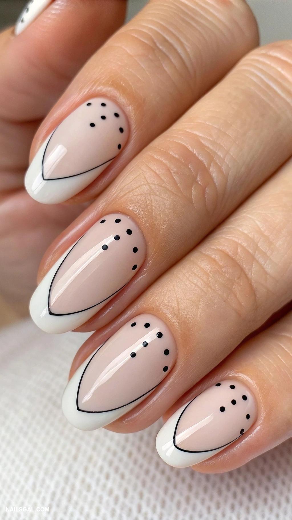 french manicure ideas Minimalist lines and dots for elegance