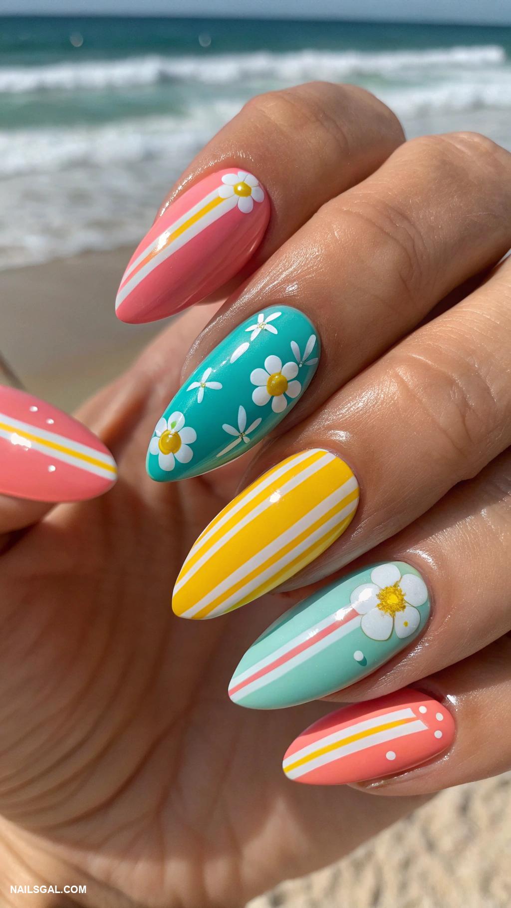 hawaii nails Vintage surfboards in vibrant summer hues
