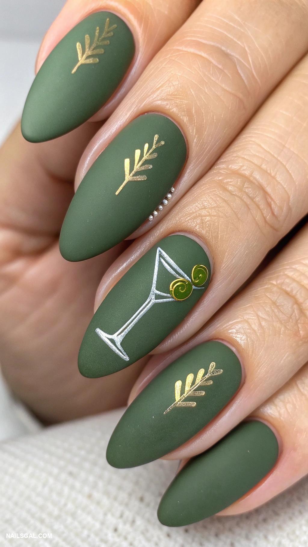 martini nails Matte finish martini with glossy olive