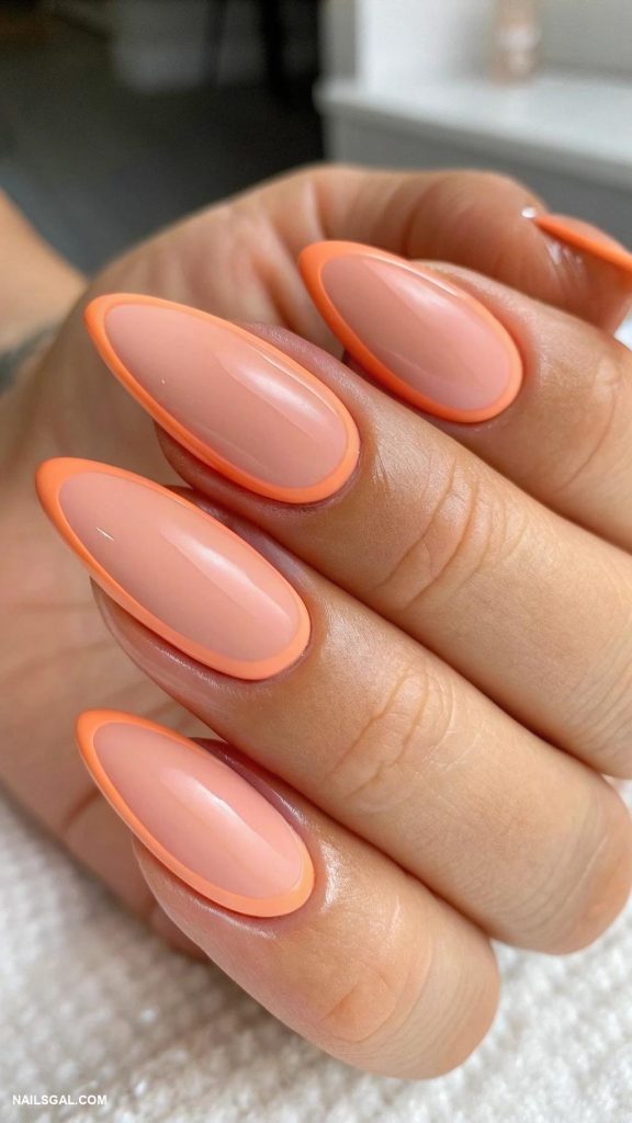 peach nails Peach matte finish with shiny tips