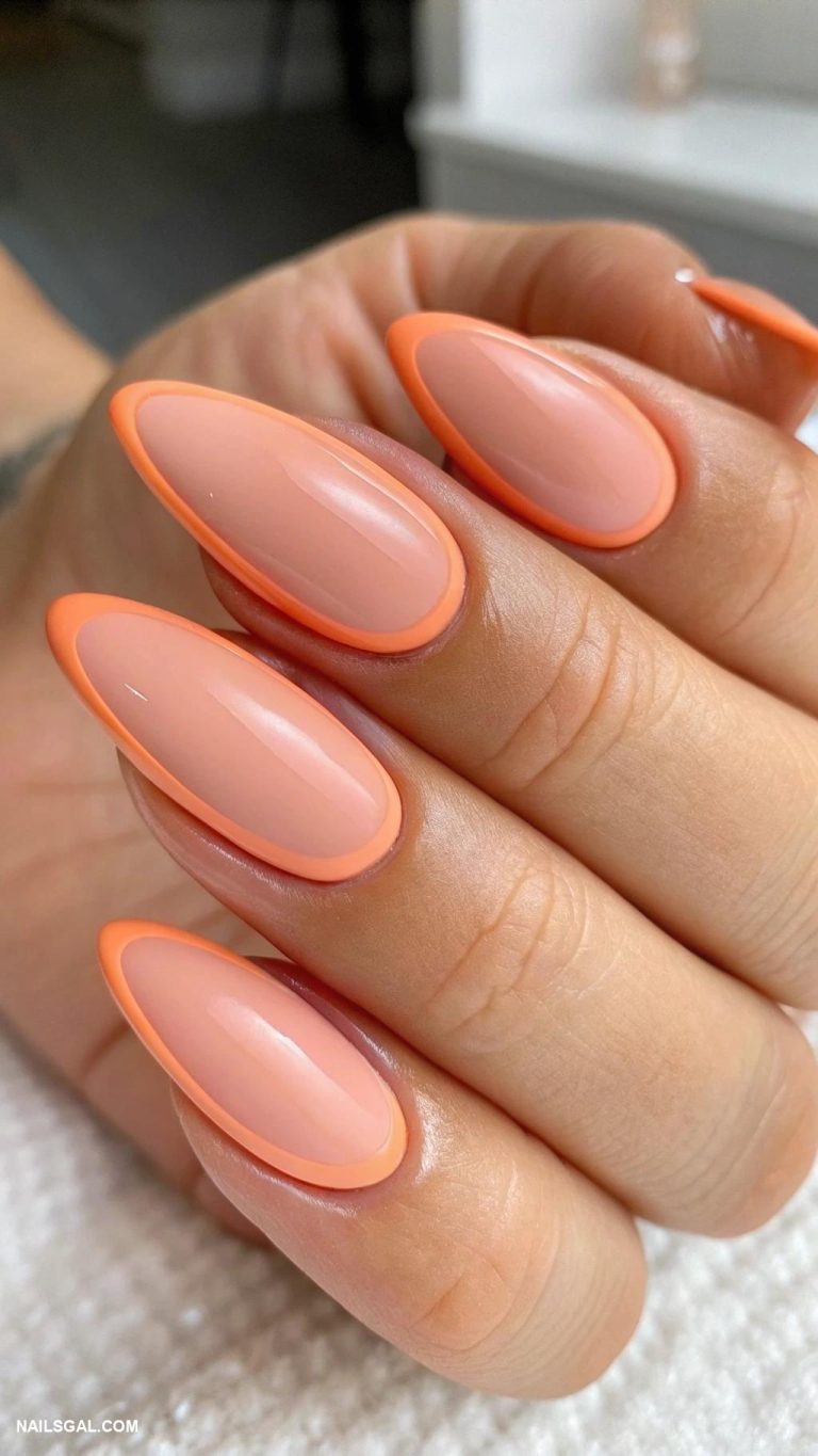 peach nails Peach matte finish with shiny tips