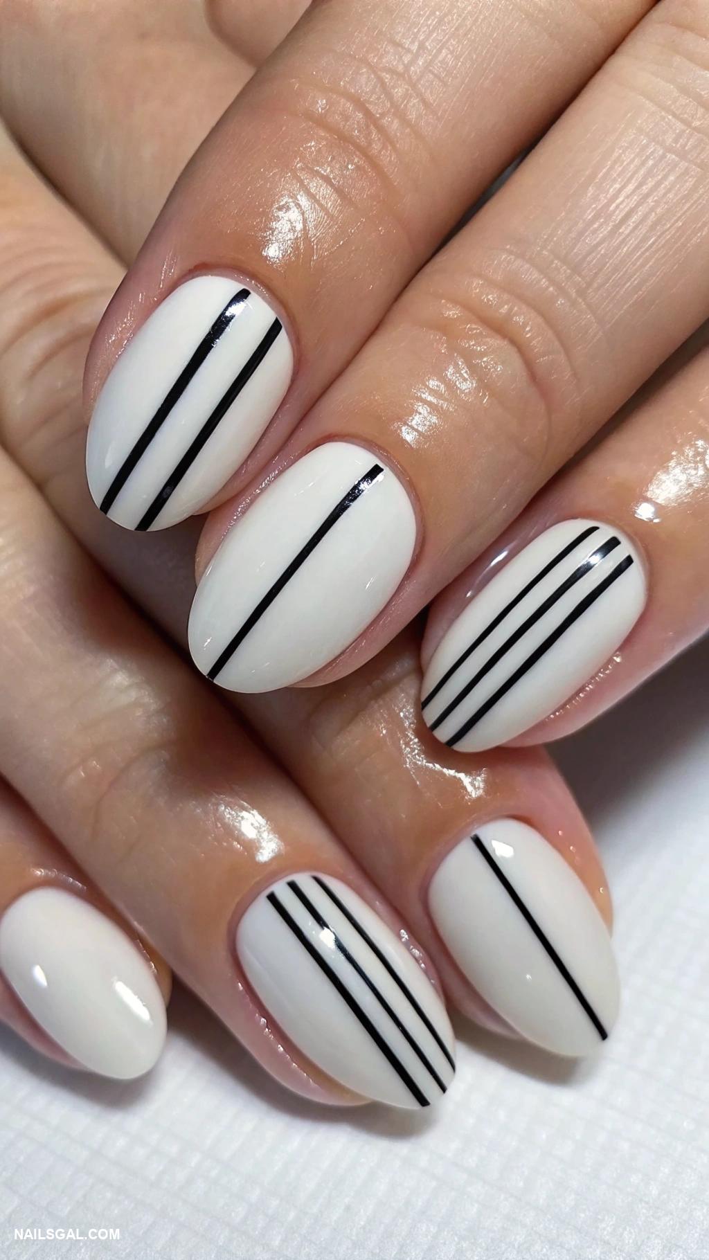 sophisticated nails Minimalist black and white stripes