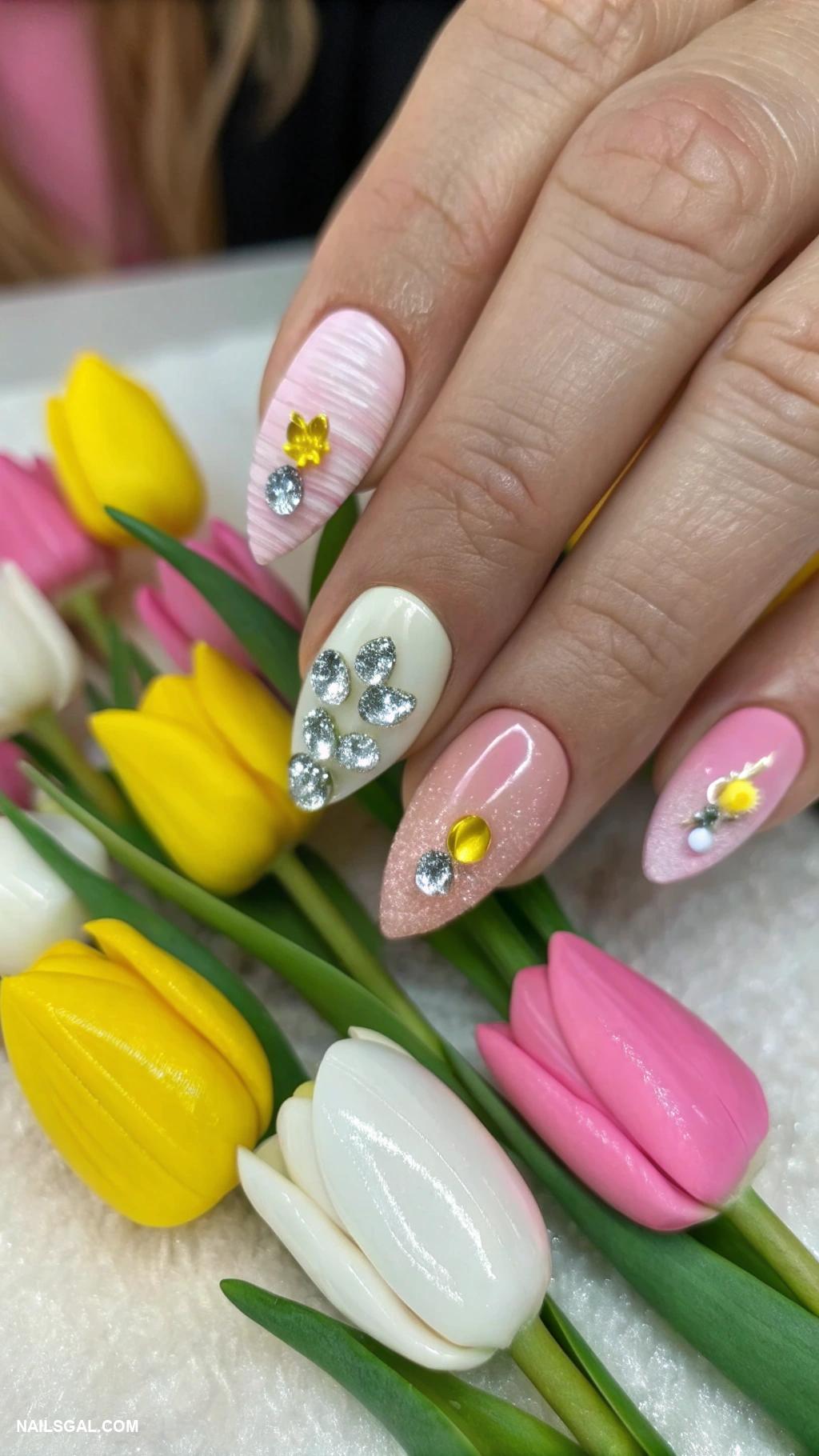 tulip nails 3D tulip embellishments for added texture