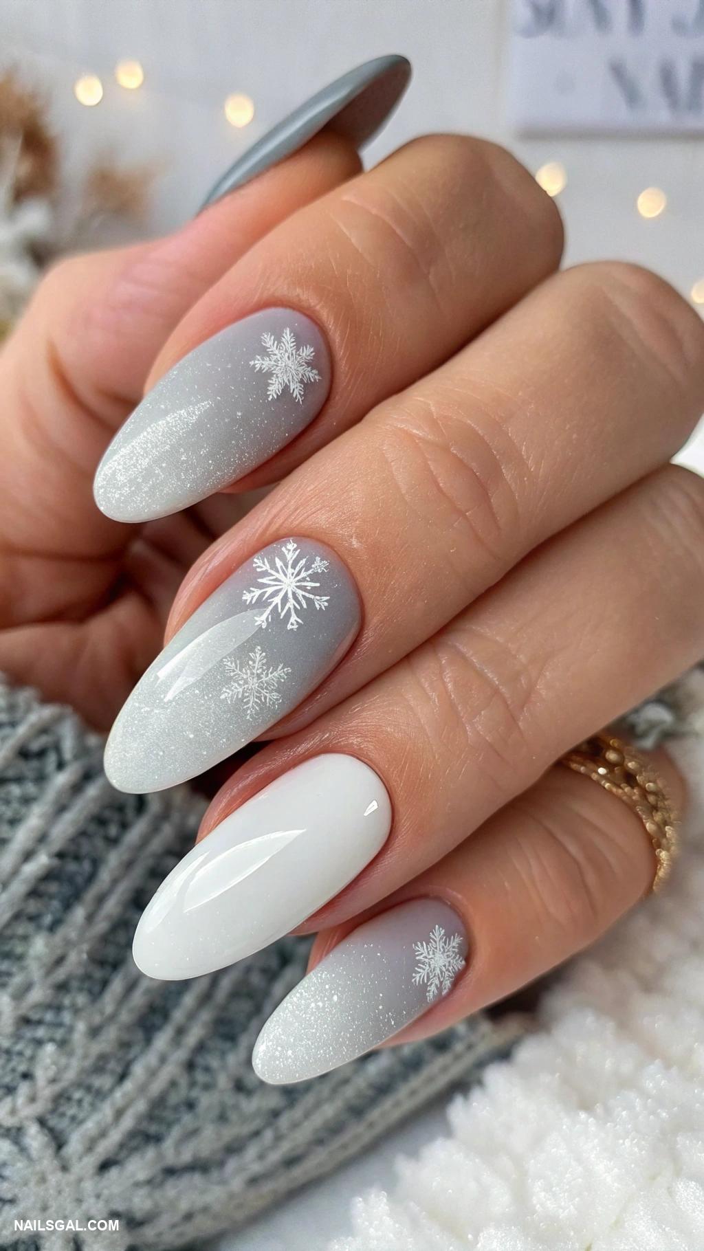 winter nail ideas Ombre effect from white to light gray
