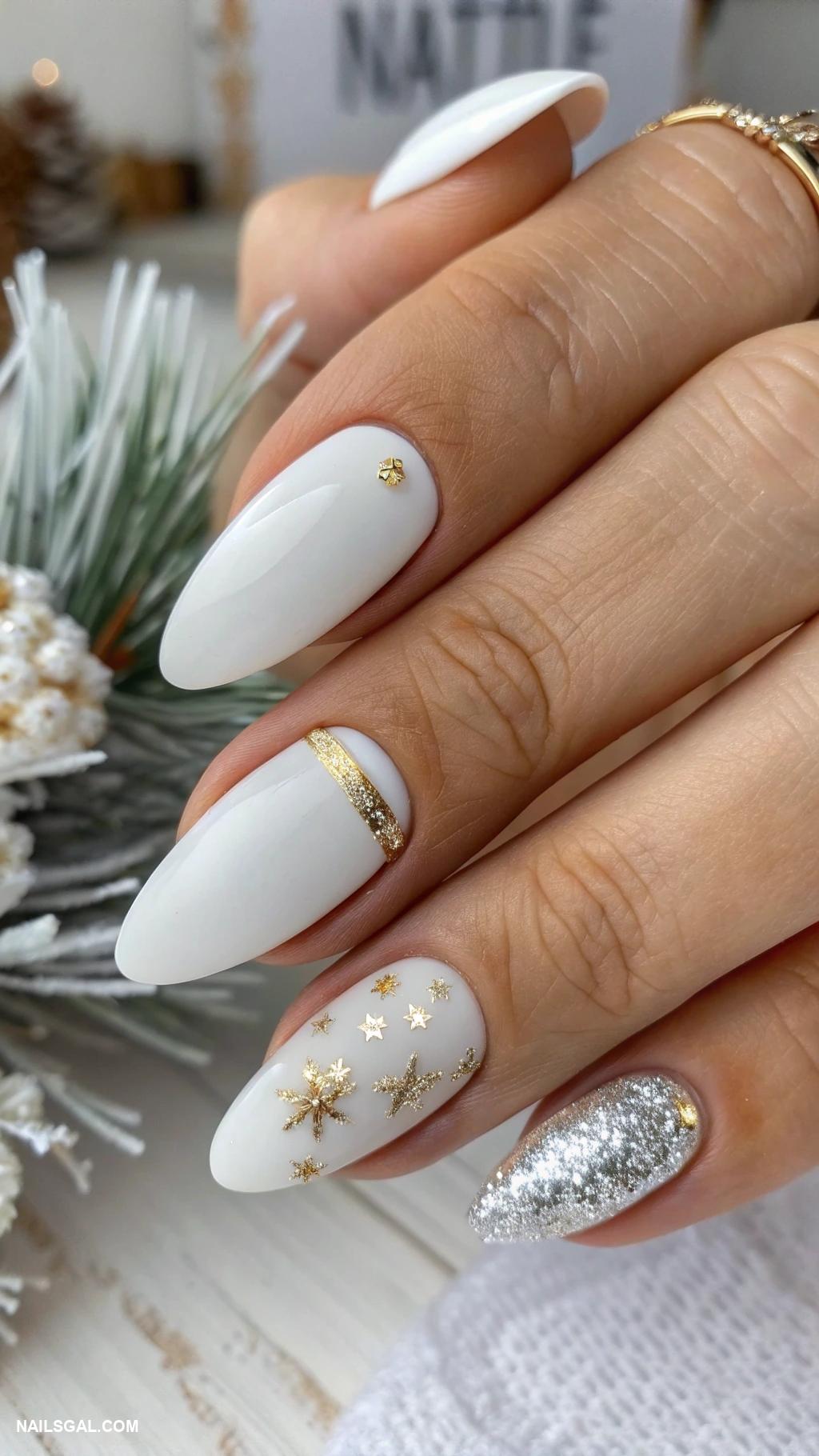 winter wedding nails Matte white with glossy top coat