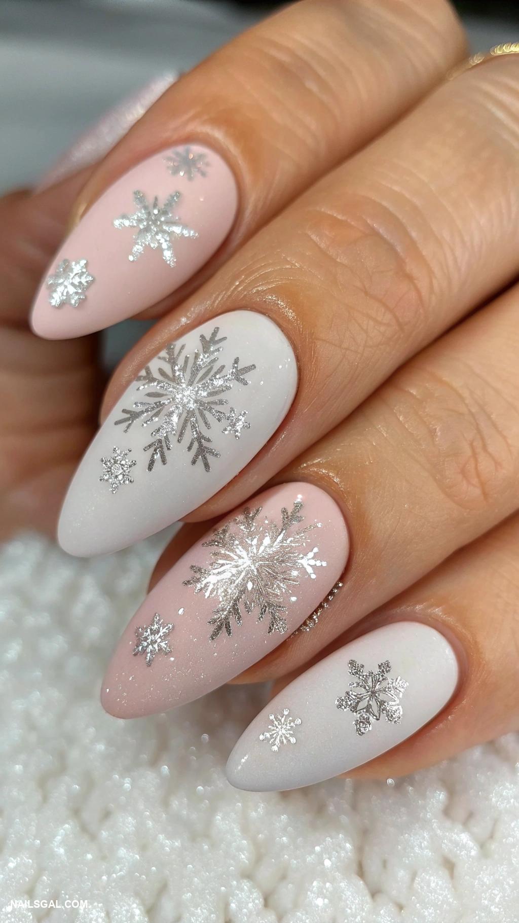 December nails Frosted glass effect with matte finish