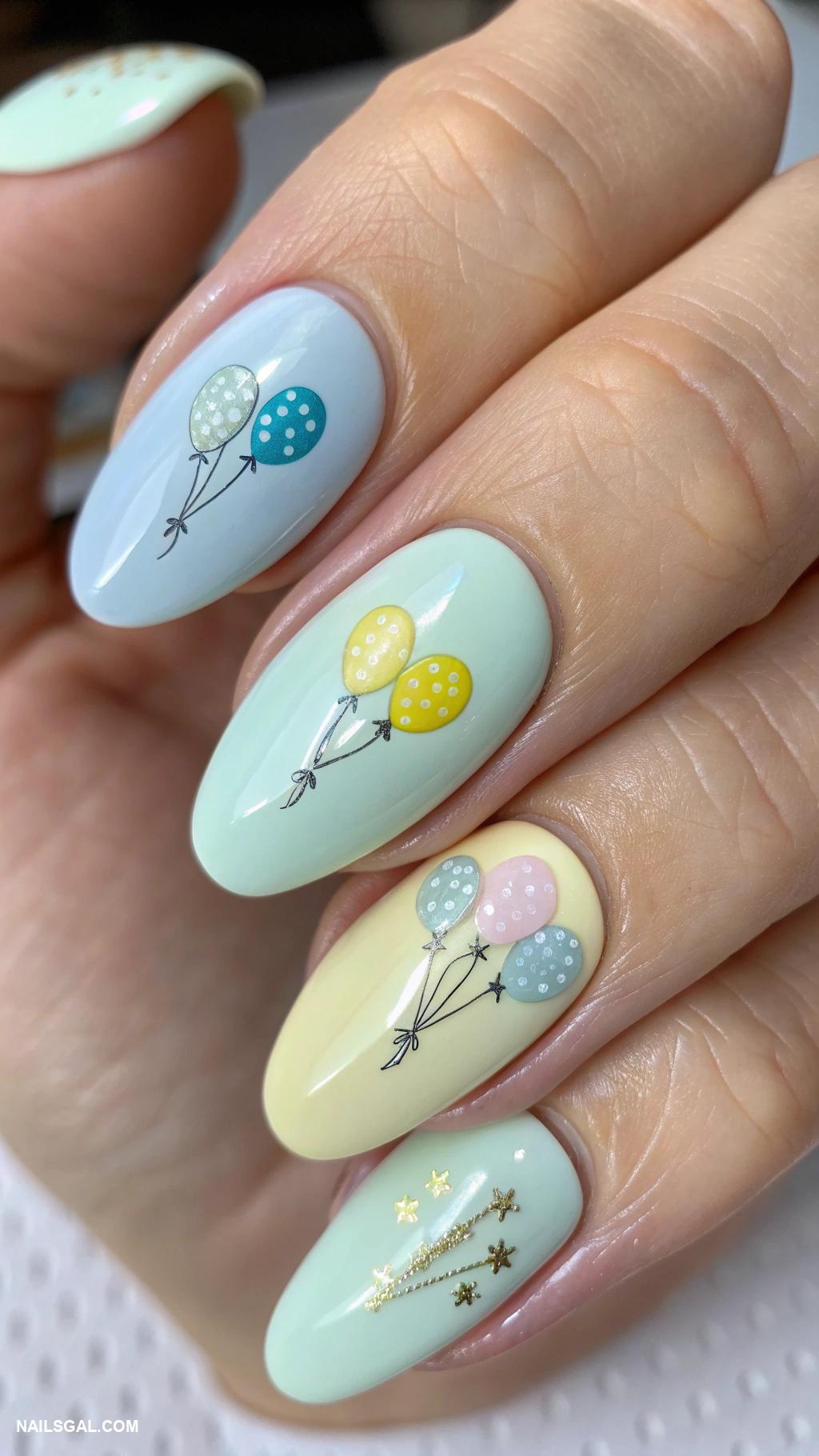 baby boy baby shower nails Balloon designs in baby colors