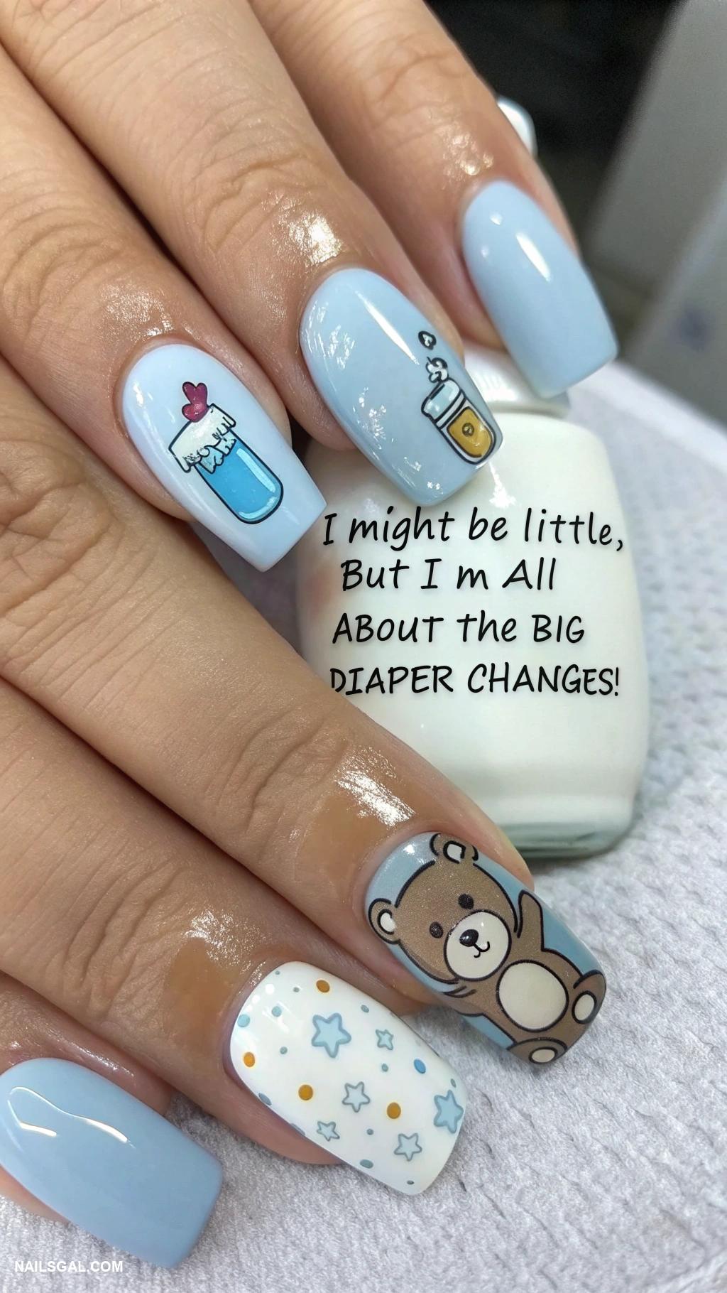 baby boy baby shower nails Funny baby quotes on neutral base