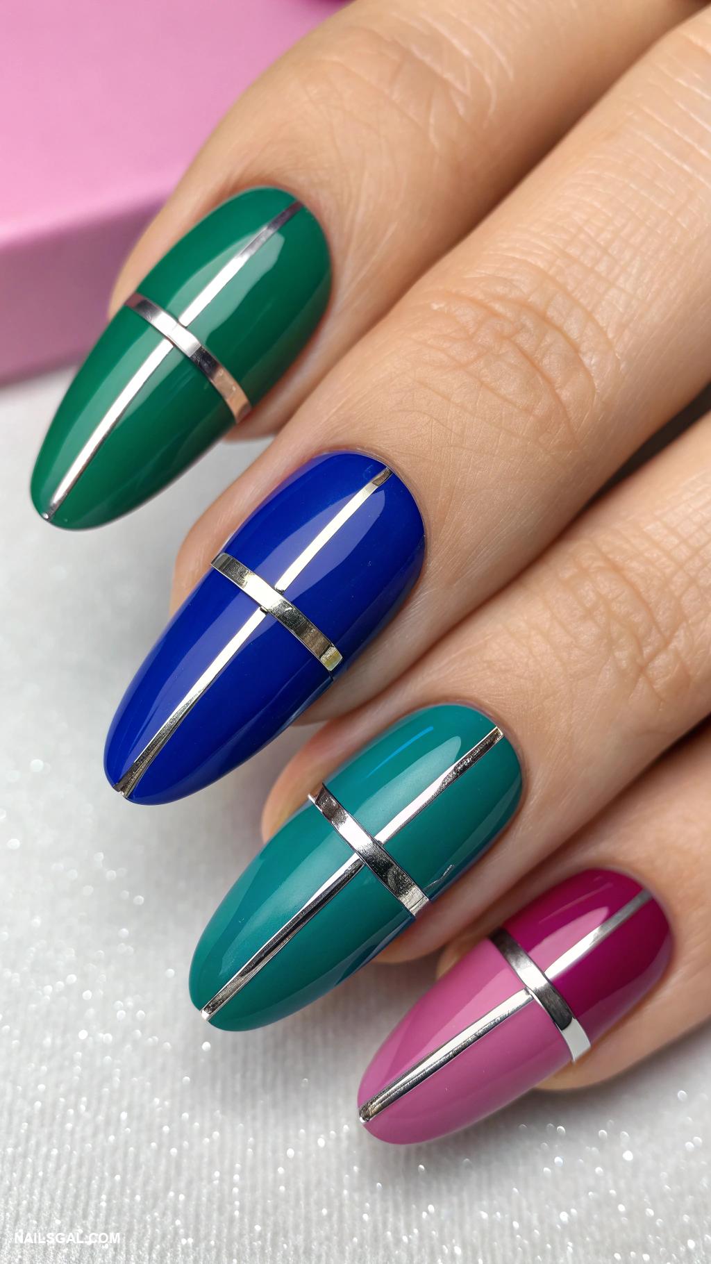 chrome nails Bold chrome color block segments
