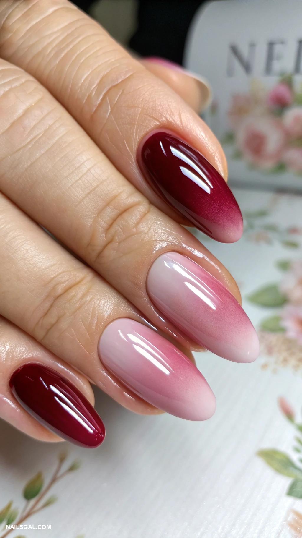 chrome nails Ombre effect transitioning from dark to light