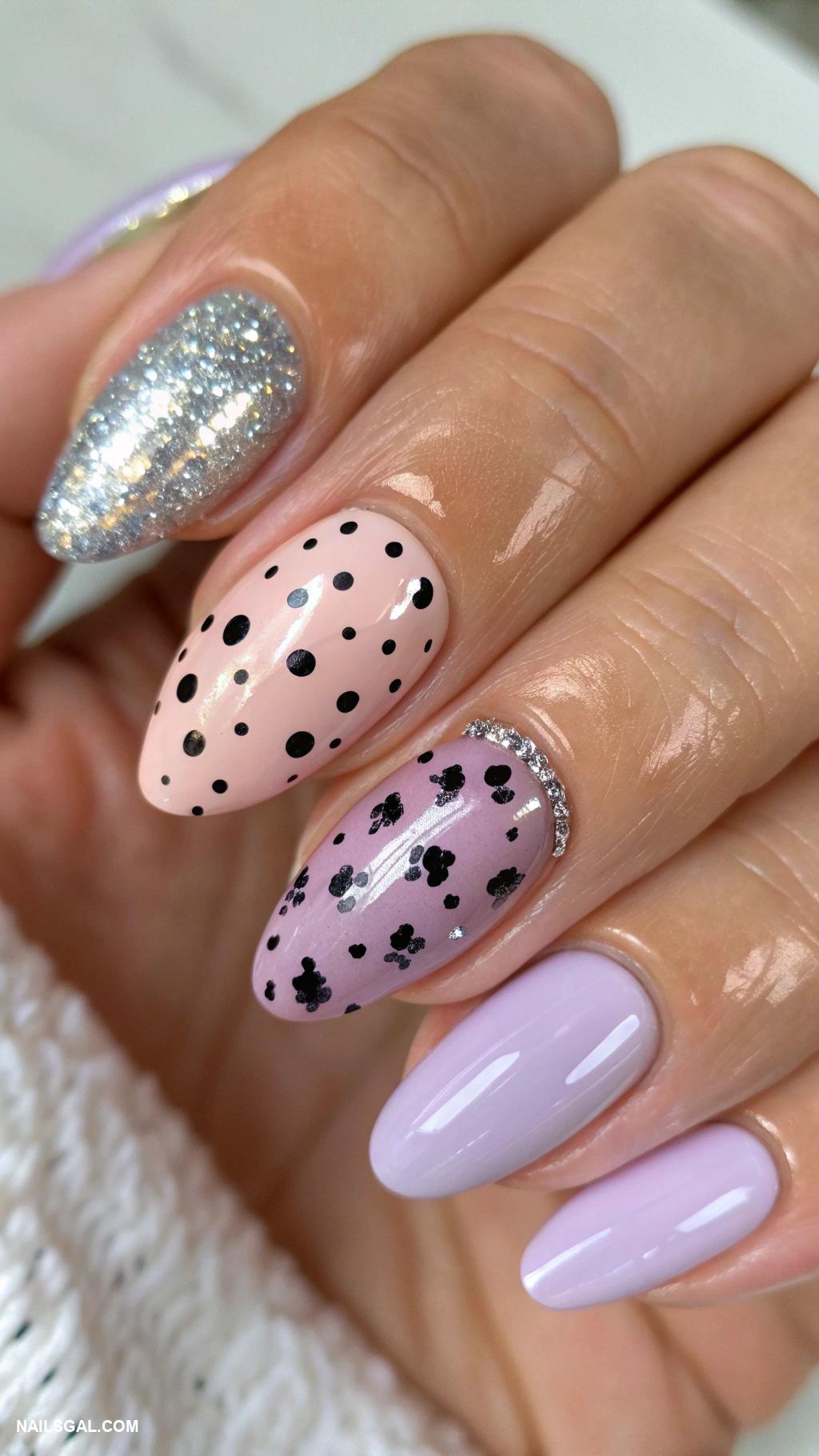 chrome nails Spotted design with chrome speckles