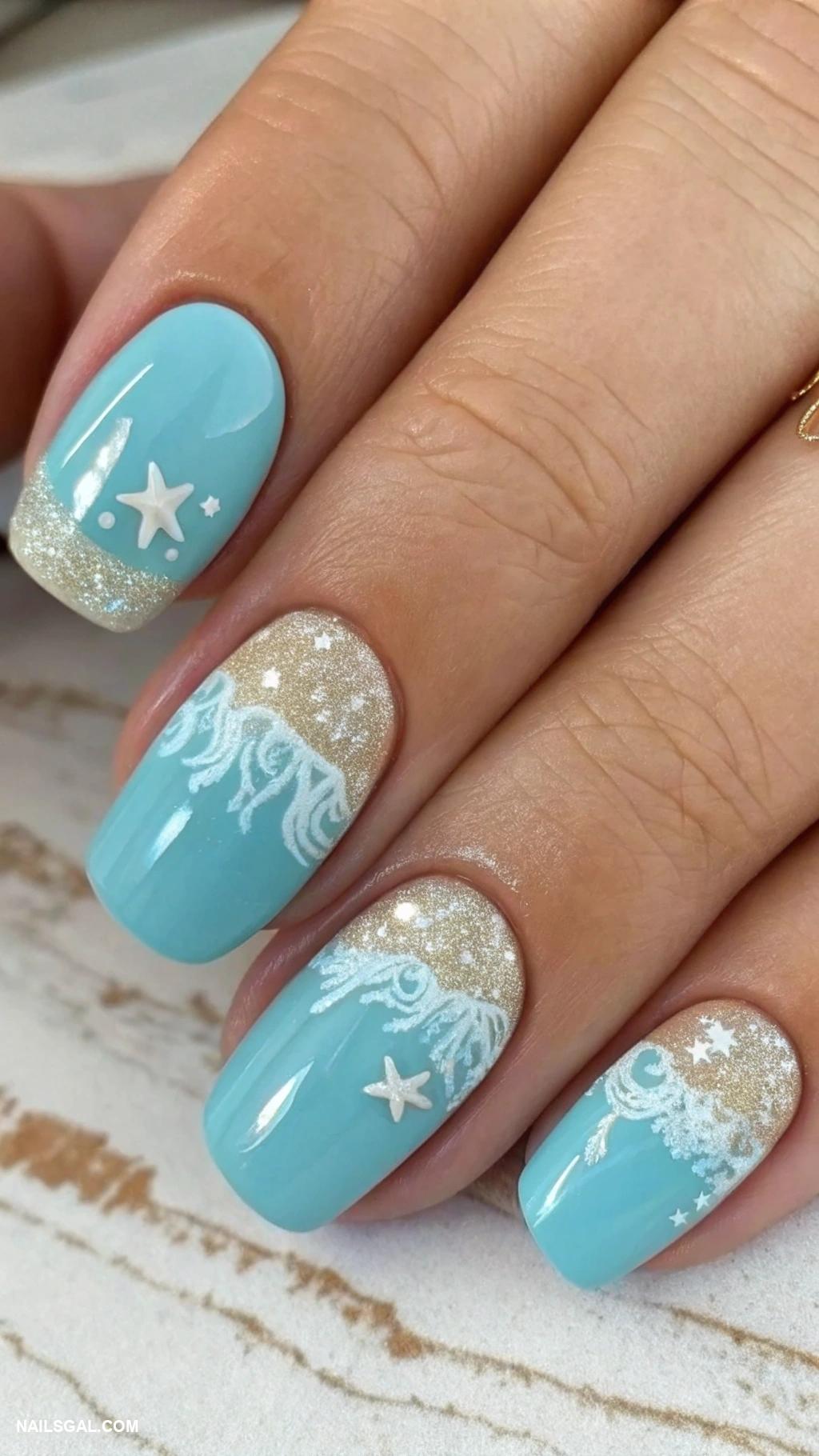coastal nails Ocean waves with sandy beach tips