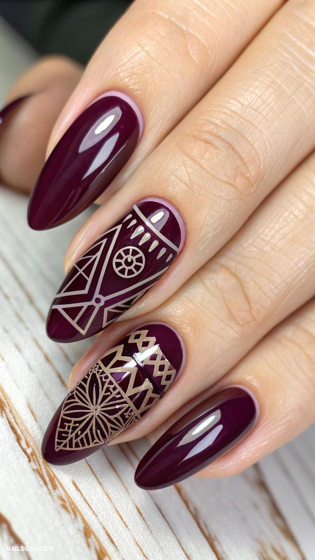 dark plum nails Dark plum with negative space designs