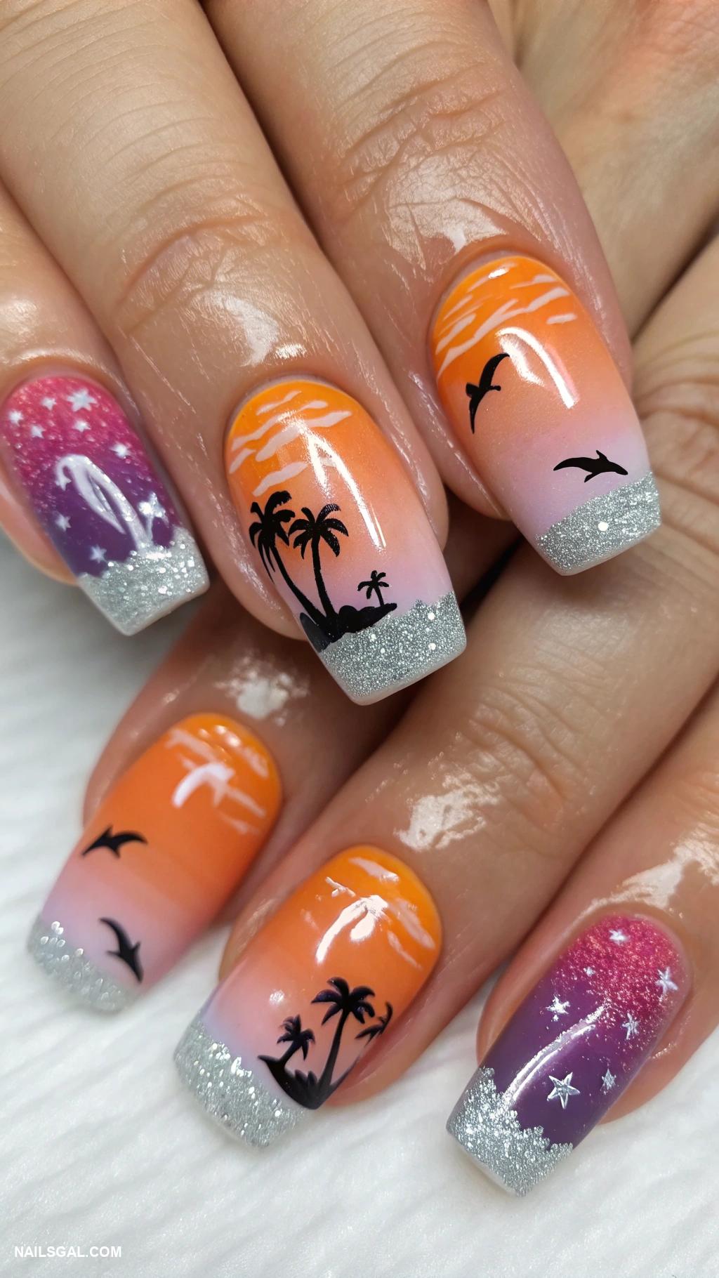 dolphin nails Beach sunset with jumping dolphins