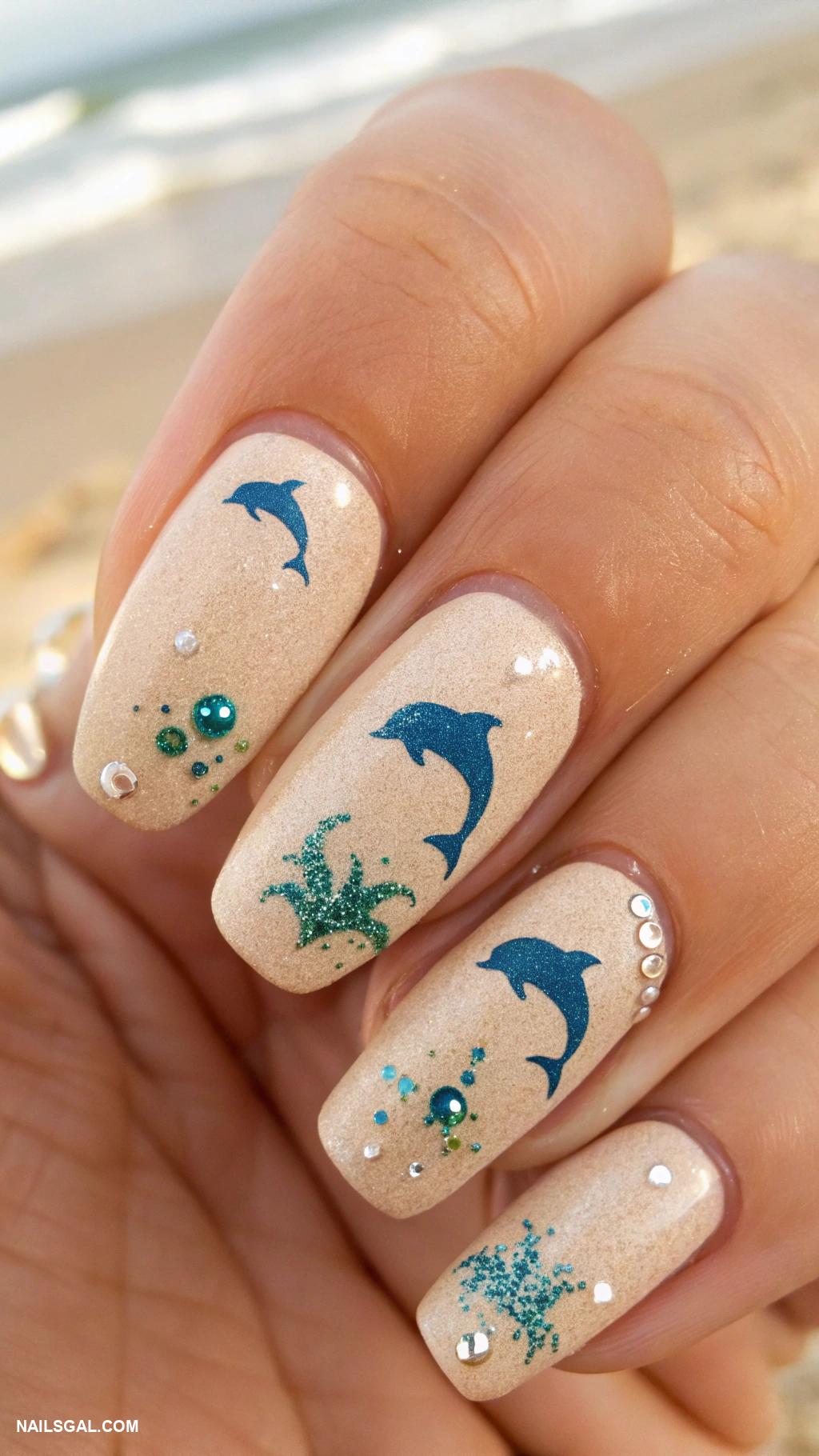 dolphin nails Dolphin footprints on sandy nails