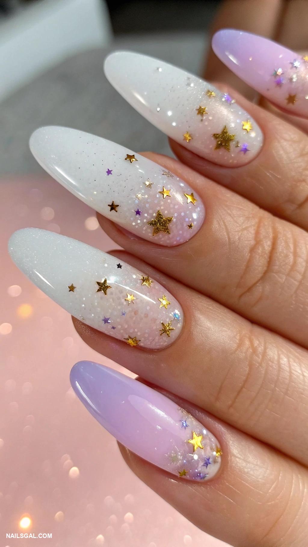 fairy nails Frosted tips with glimmering fairy lights