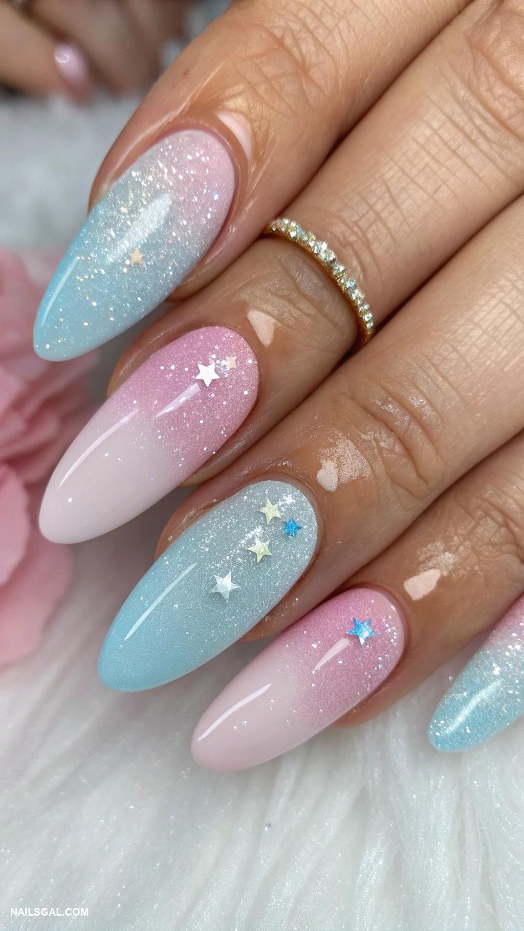 fairy nails Glittery pastel ombre with fairy dust