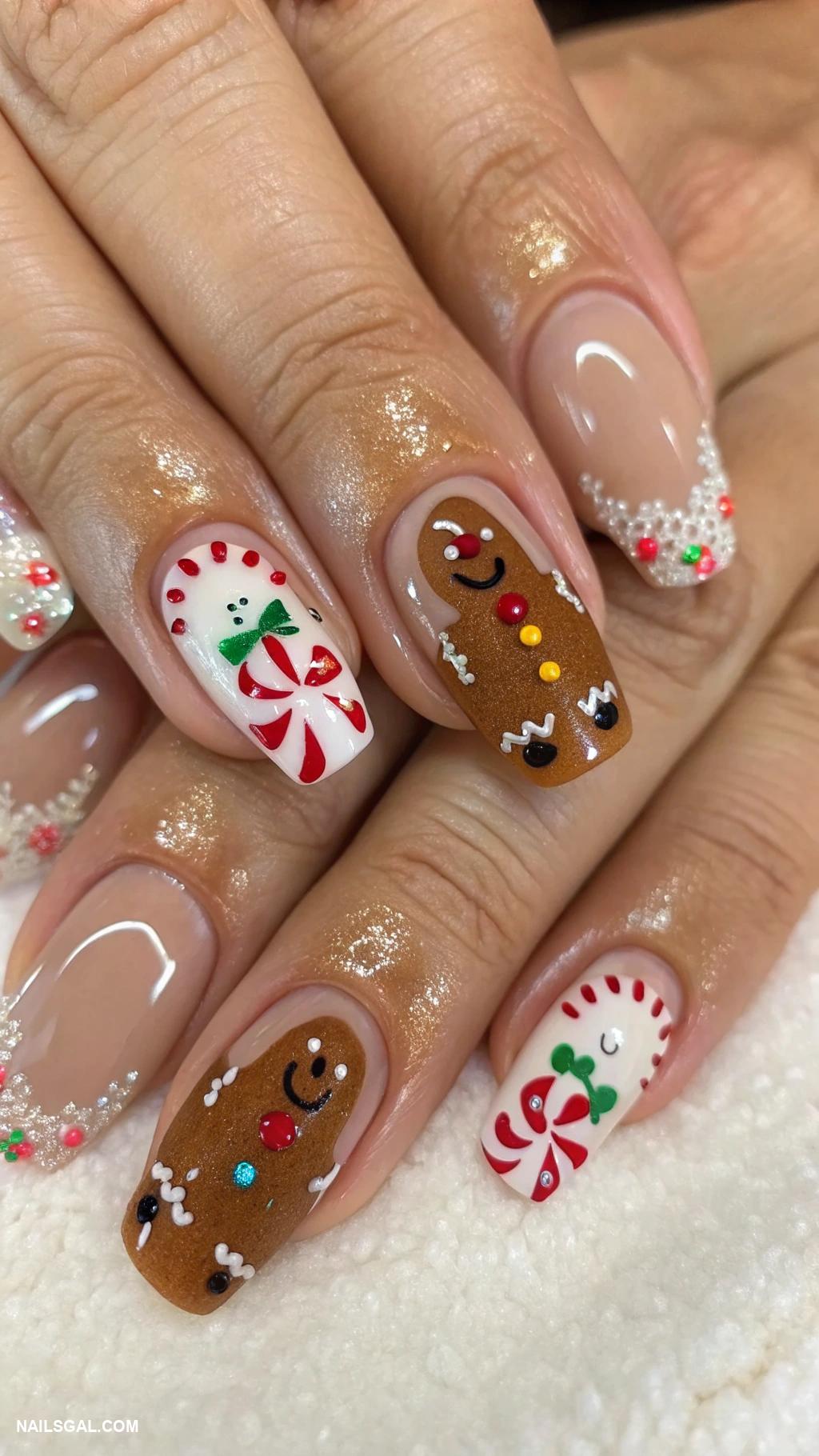 gingerbread nails Classic gingerbread man with sprinkles