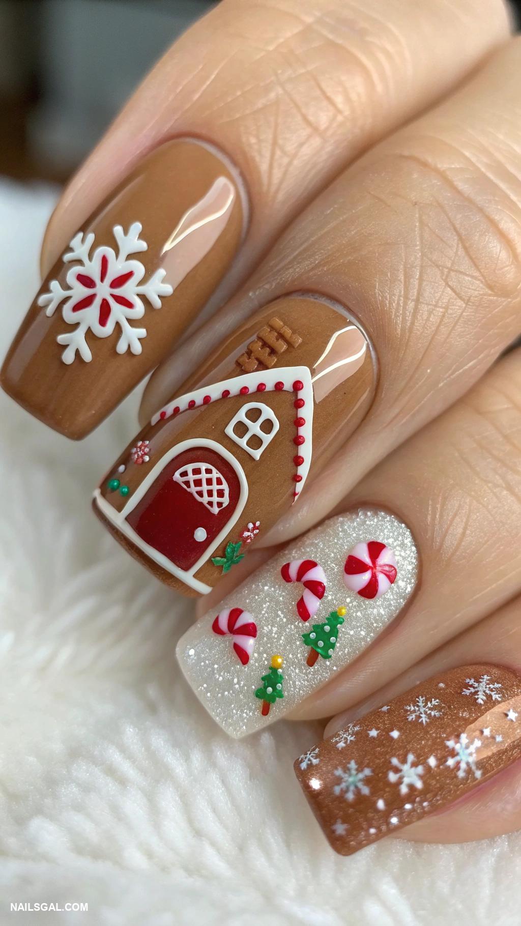 gingerbread nails Gingerbread house with candy details