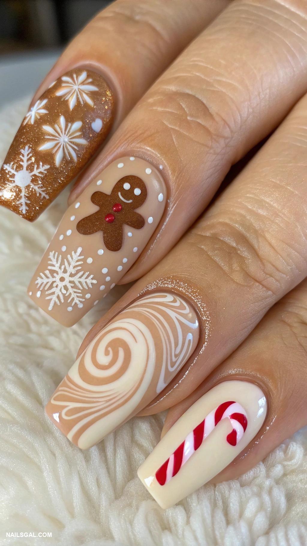gingerbread nails Gingerbread latte inspired nail art