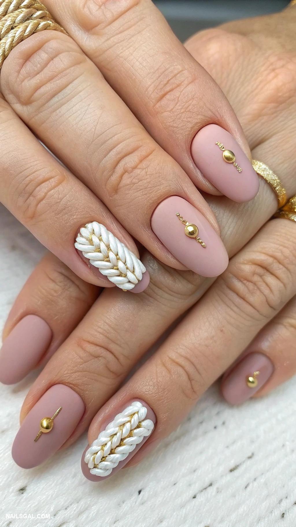 rodeo nails Braided rope texture on ring finger