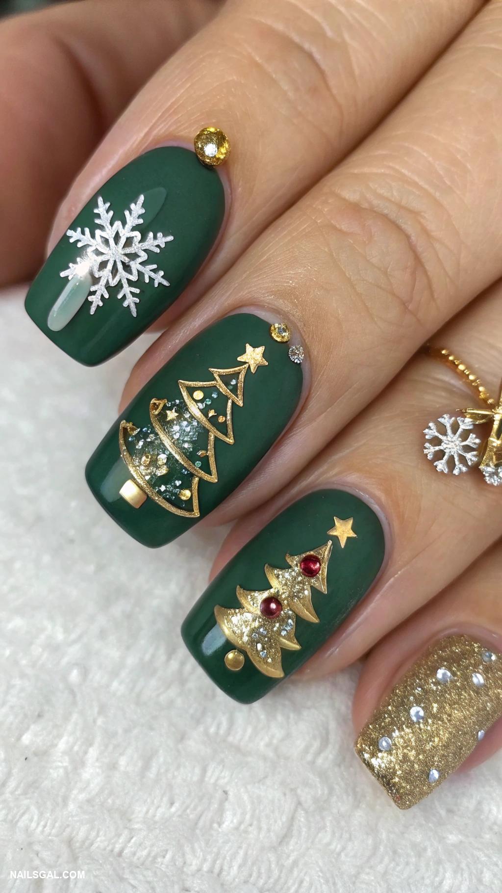 santa clause nails Christmas tree nails with ornaments