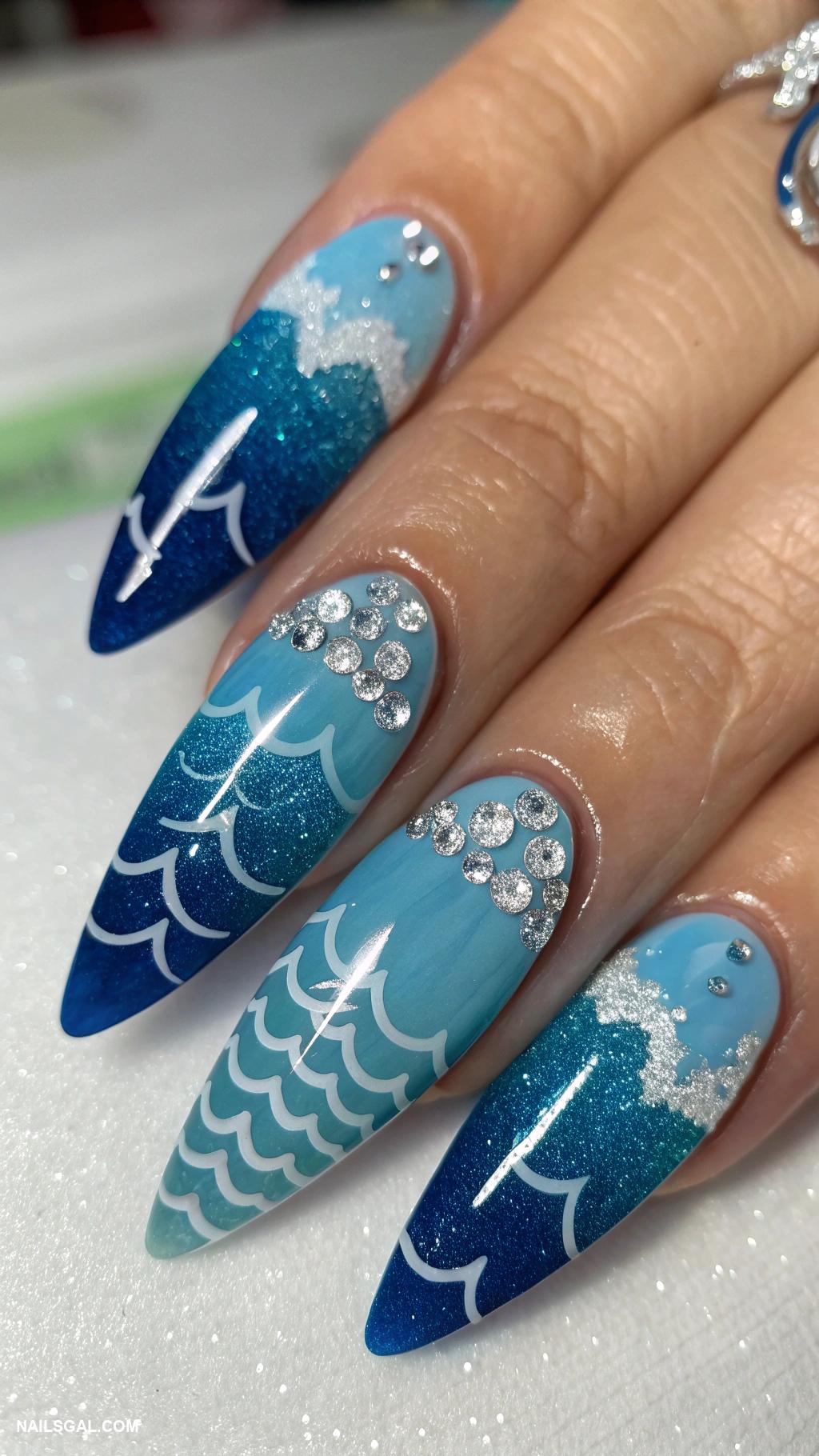 shark nails Acrylic nails shaped like shark fins
