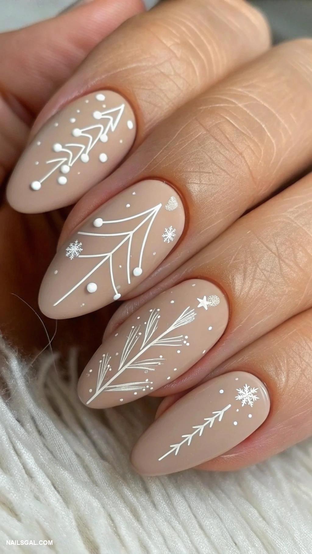 simple christmas nails Simple ornaments with dots and lines