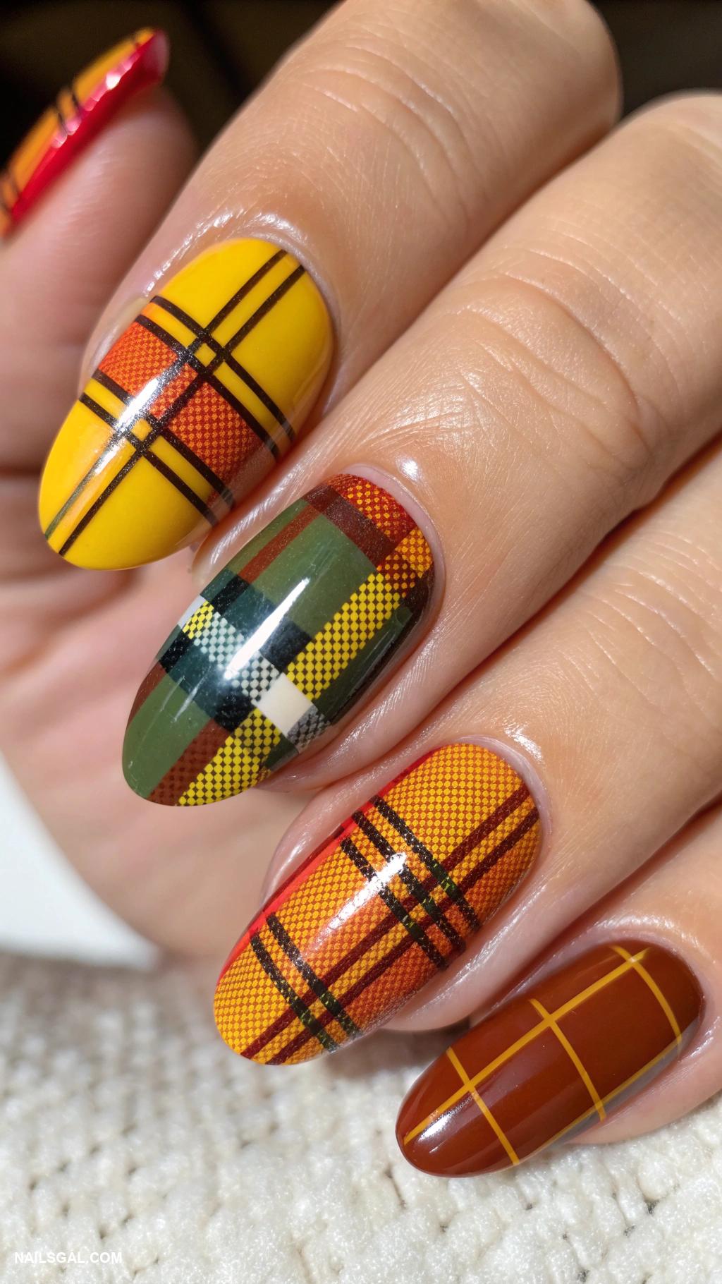 70s nail art 70s inspired plaid designs