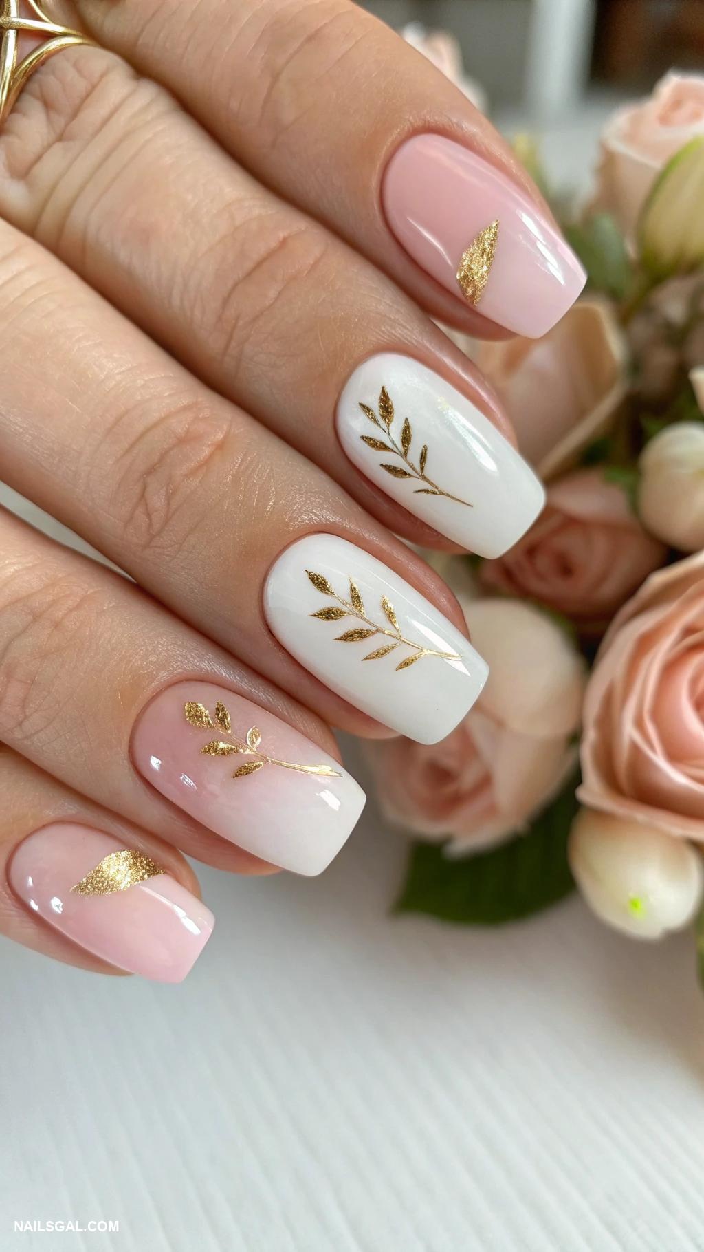 bride nails Soft ombre effect with a nude base