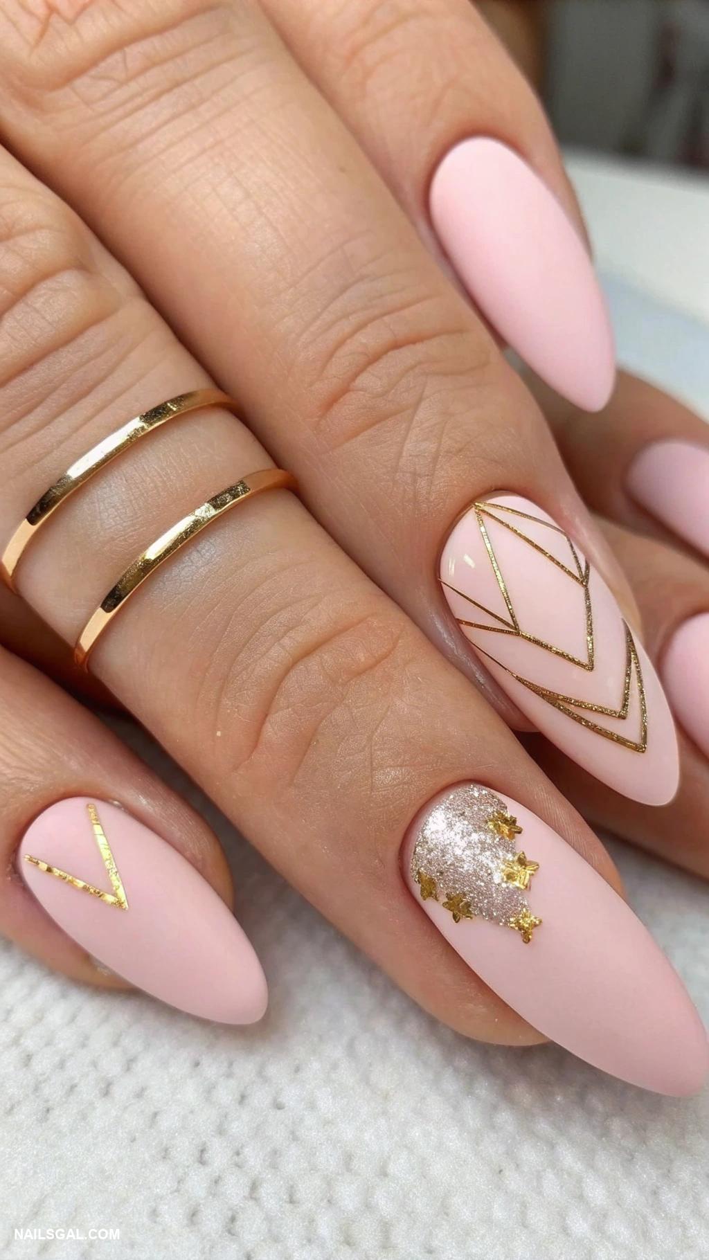 bridesmaid nails Matte finish with shiny accents